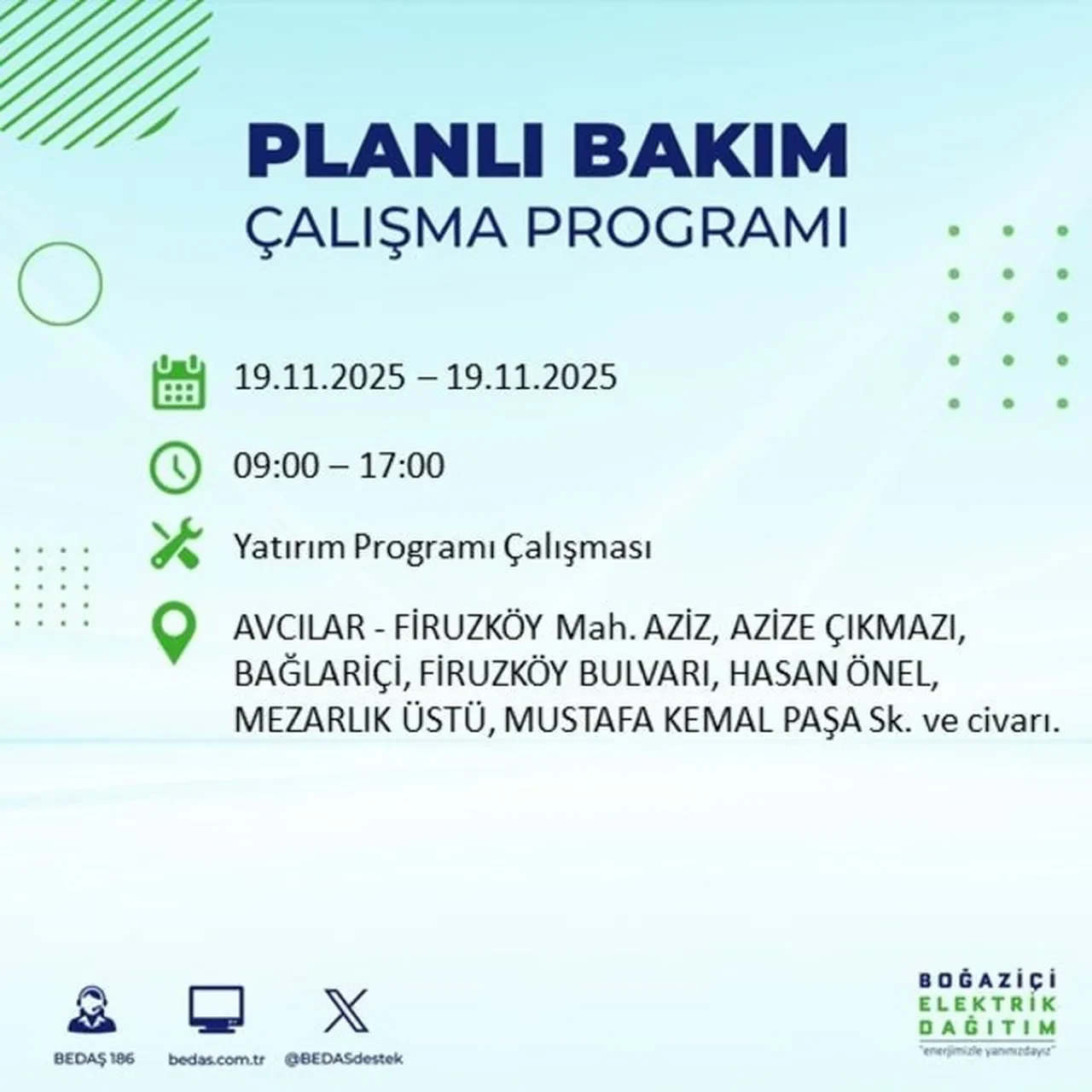 istanbul 19 kasim elektrik kesintileri 
