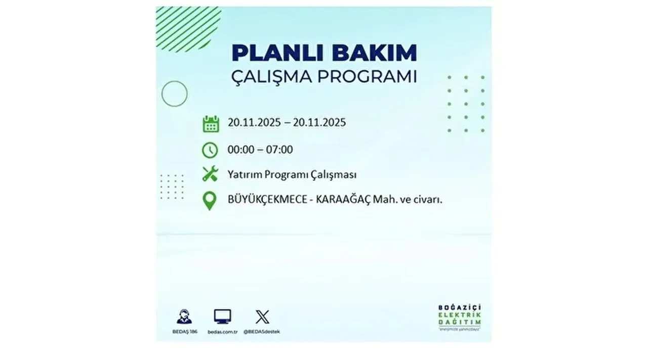 20 kasim 2025 istanbul elektrik kesintisi