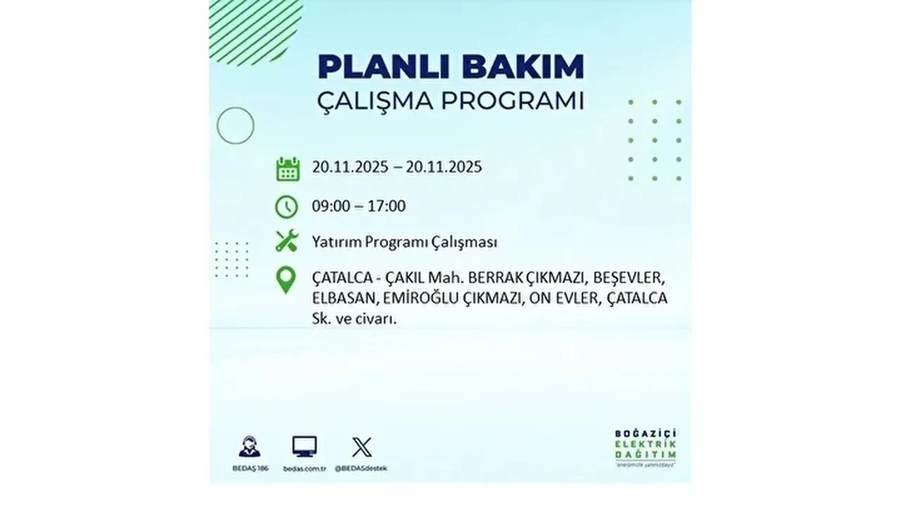 20 kasim 2025 istanbul elektrik kesintisi