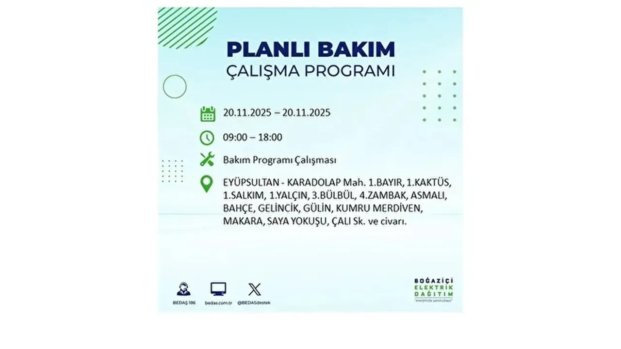 20 kasim 2025 istanbul elektrik kesintisi