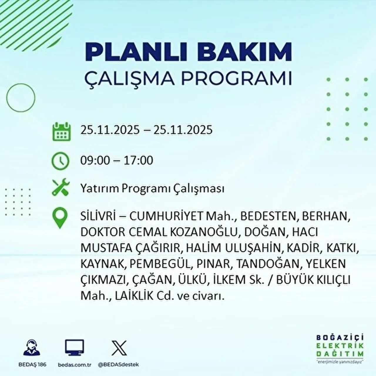 25 kasim 2025 istanbul elektrik kesintisi 