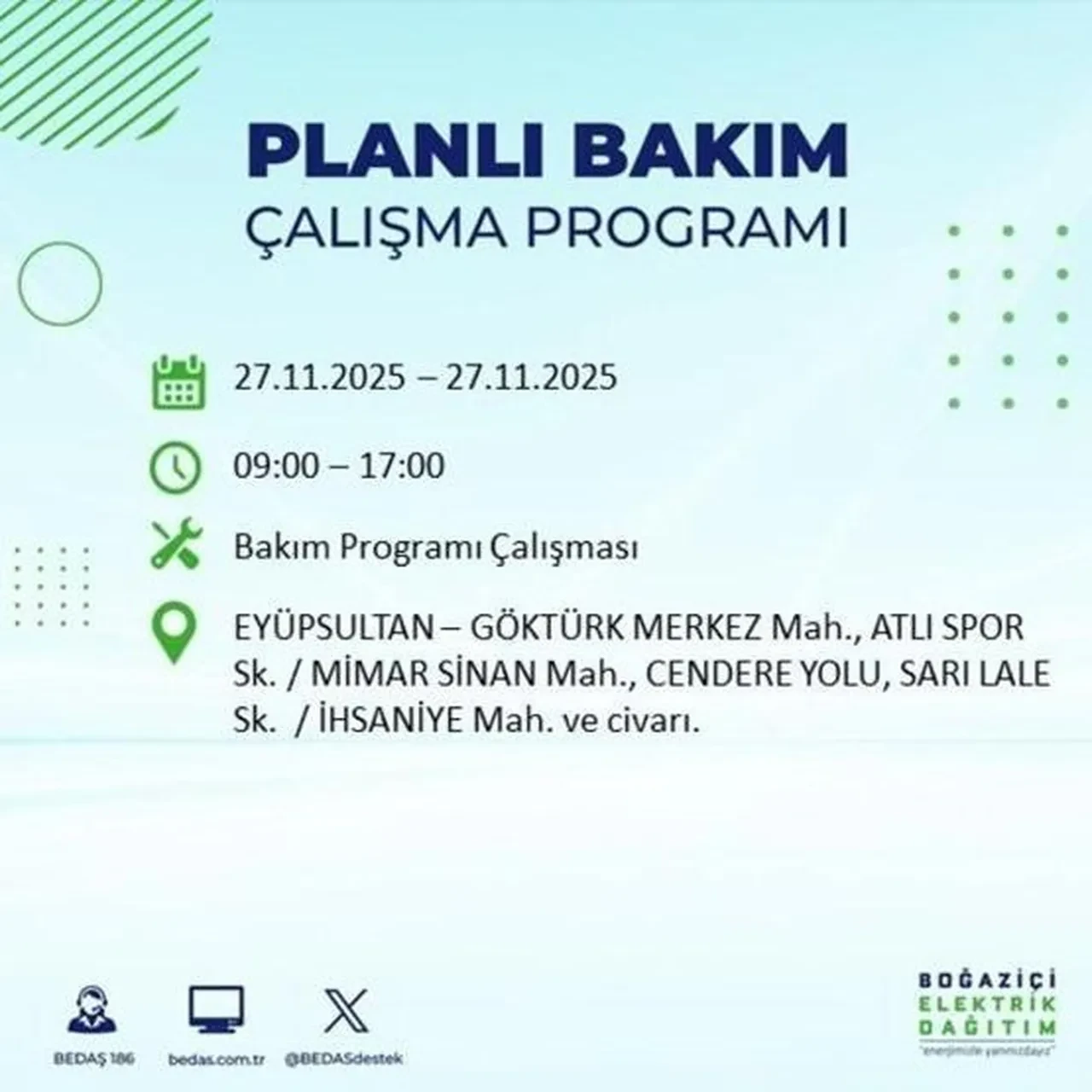 27 Kasım 2025 İstanbul elektrik kesintileri 