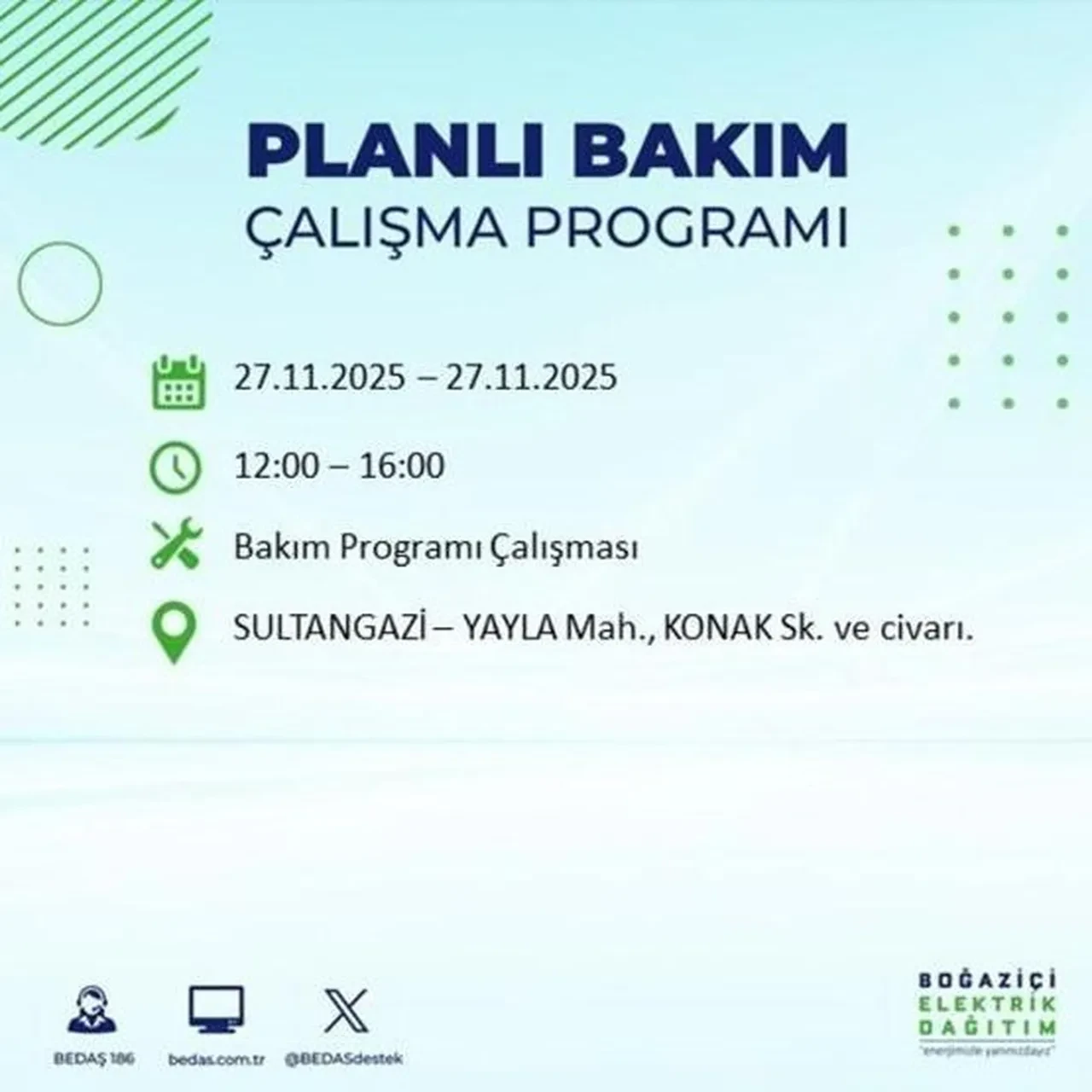 27 Kasım 2025 İstanbul elektrik kesintileri 