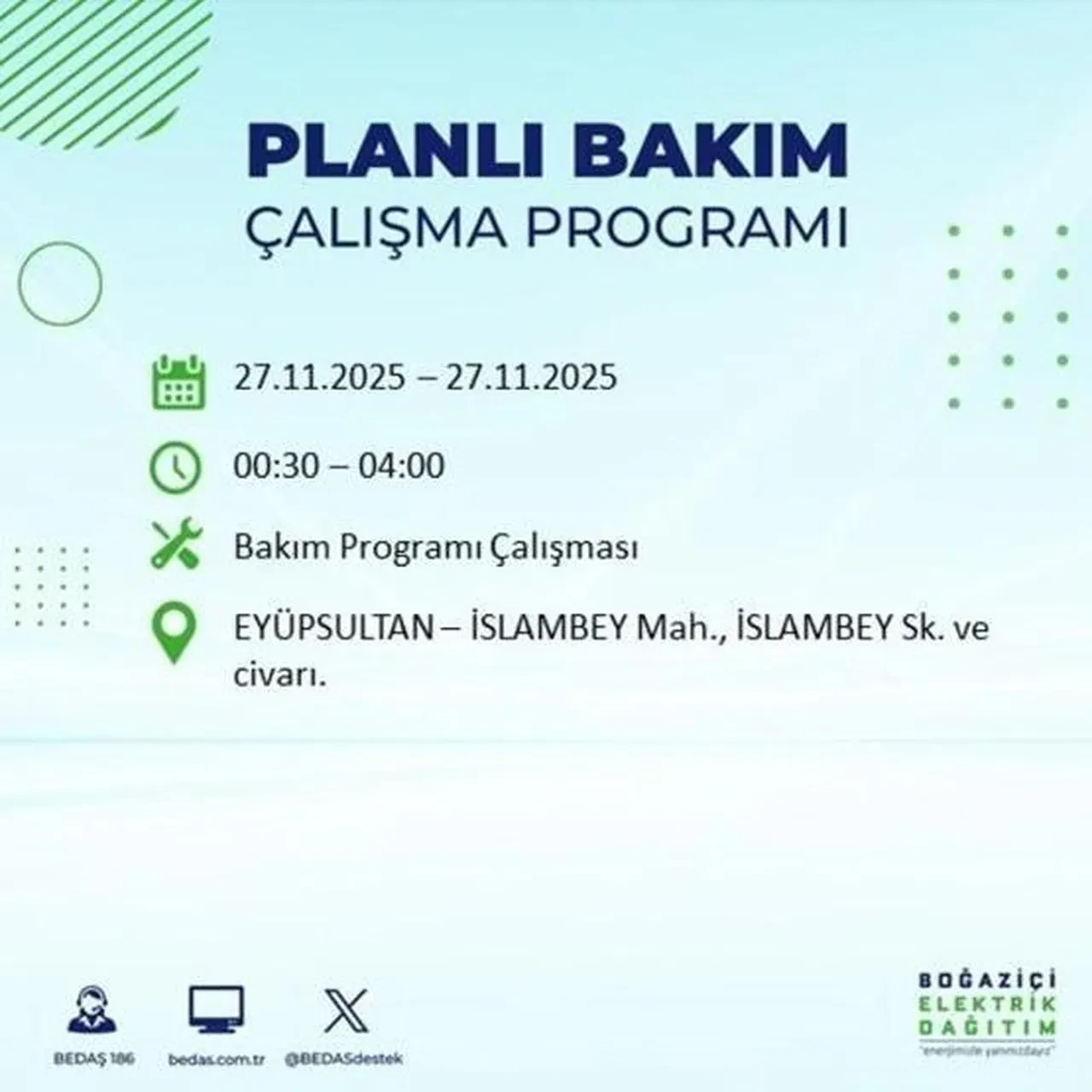 27 Kasım 2025 İstanbul elektrik kesintileri 