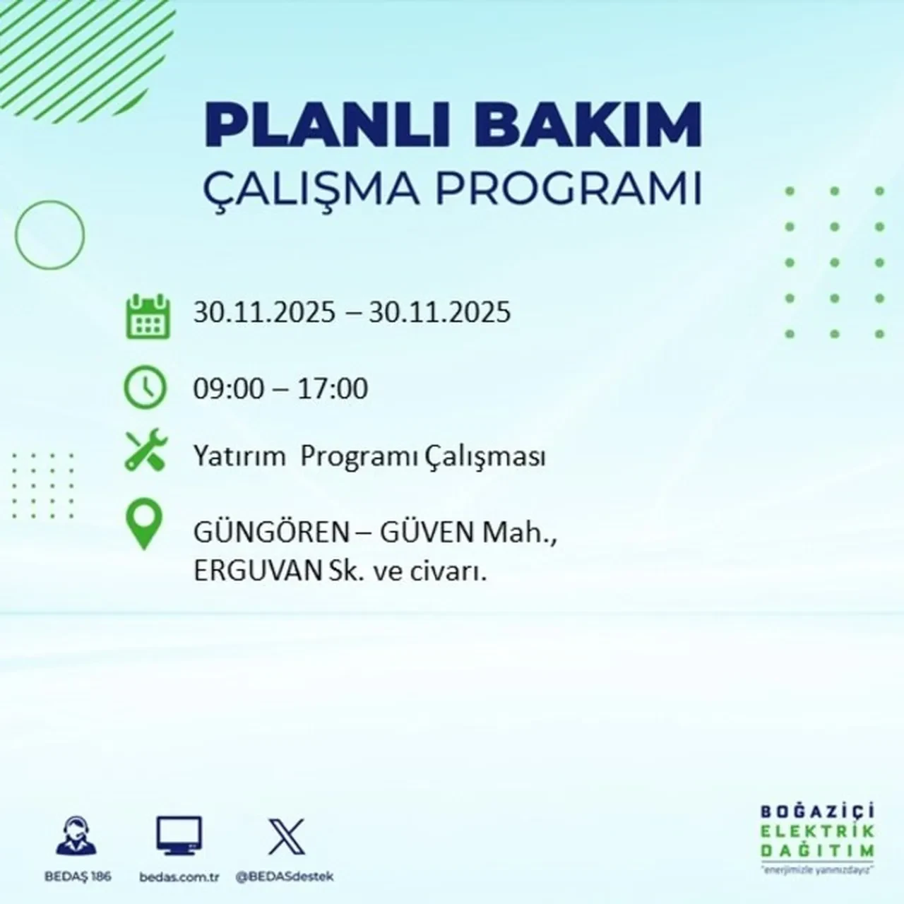 30 kasim 2025 istanbul elektrik kesintisi 