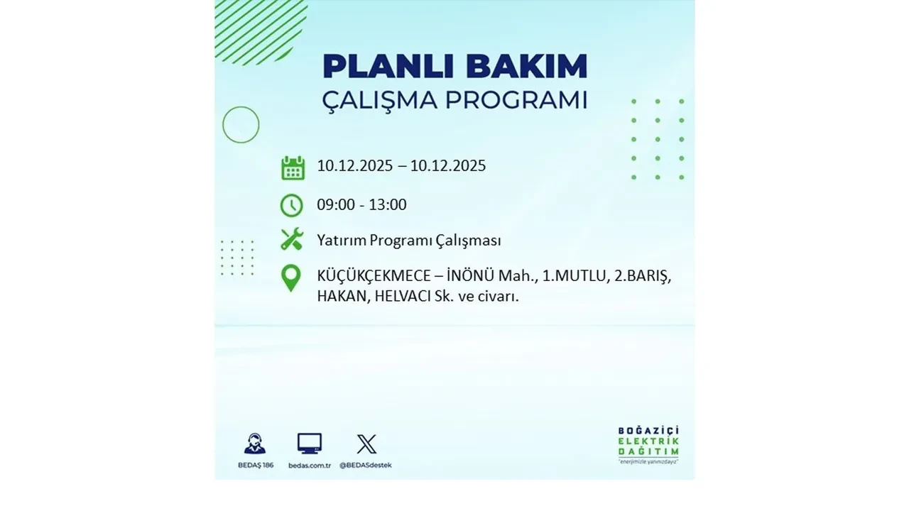 BEDAŞ İstanbulluları uyardı! 10 Aralık’ta 23 ilçede elektrik kesintisi yaşanacak: İşte elektriklerin geleceği saatler