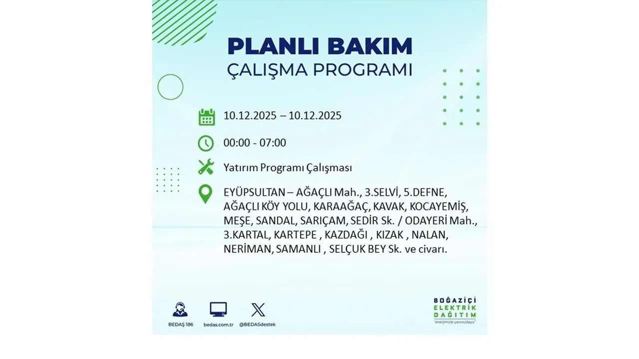 BEDAŞ İstanbulluları uyardı! 10 Aralık’ta 23 ilçede elektrik kesintisi yaşanacak: İşte elektriklerin geleceği saatler
