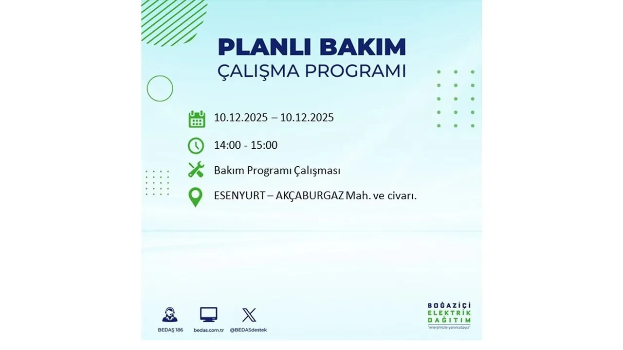 BEDAŞ İstanbulluları uyardı! 10 Aralık’ta 23 ilçede elektrik kesintisi yaşanacak: İşte elektriklerin geleceği saatler