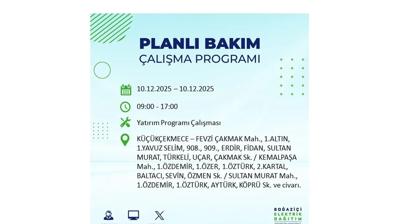 BEDAŞ İstanbulluları uyardı! 10 Aralık’ta 23 ilçede elektrik kesintisi yaşanacak: İşte elektriklerin geleceği saatler