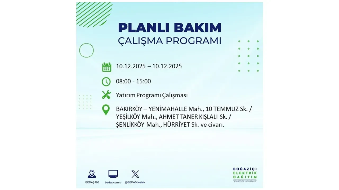BEDAŞ İstanbulluları uyardı! 10 Aralık’ta 23 ilçede elektrik kesintisi yaşanacak: İşte elektriklerin geleceği saatler