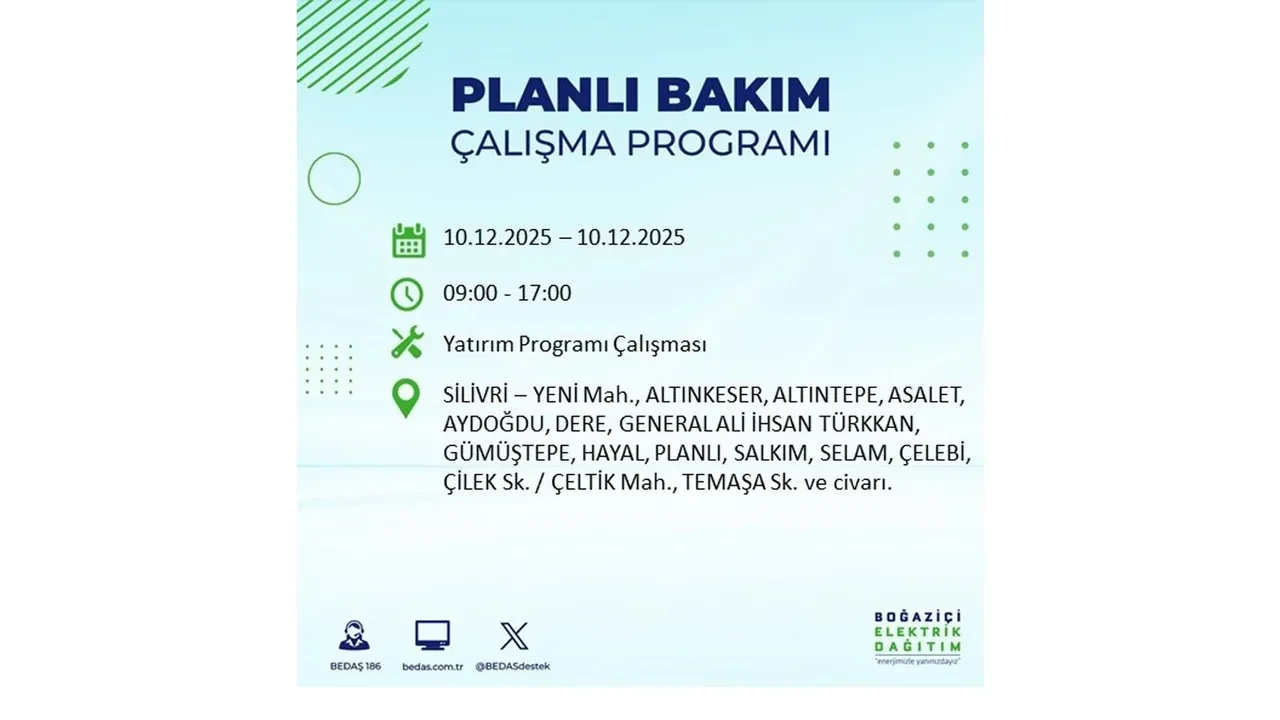 BEDAŞ İstanbulluları uyardı! 10 Aralık’ta 23 ilçede elektrik kesintisi yaşanacak: İşte elektriklerin geleceği saatler