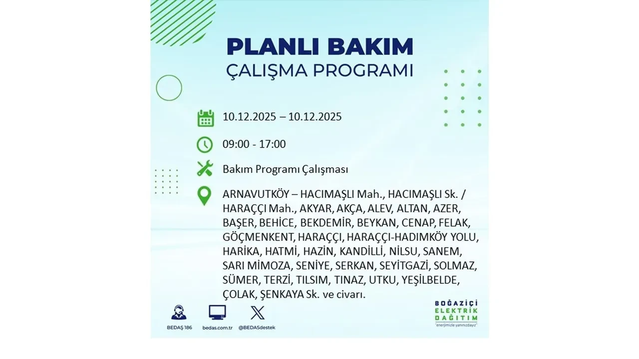 BEDAŞ İstanbulluları uyardı! 10 Aralık’ta 23 ilçede elektrik kesintisi yaşanacak: İşte elektriklerin geleceği saatler