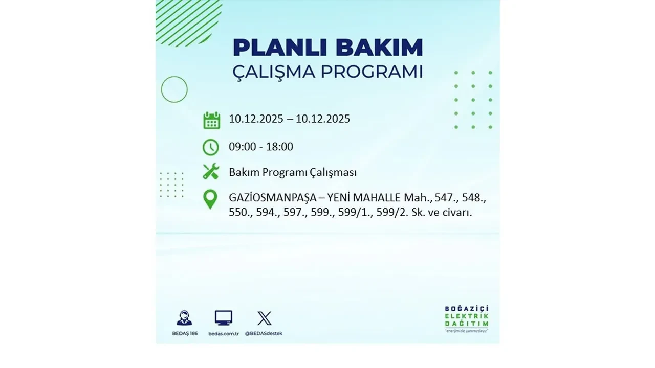 BEDAŞ İstanbulluları uyardı! 10 Aralık’ta 23 ilçede elektrik kesintisi yaşanacak: İşte elektriklerin geleceği saatler