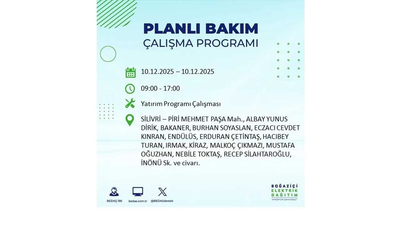 BEDAŞ İstanbulluları uyardı! 10 Aralık’ta 23 ilçede elektrik kesintisi yaşanacak: İşte elektriklerin geleceği saatler