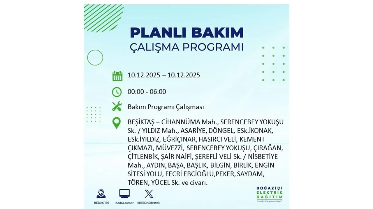 BEDAŞ İstanbulluları uyardı! 10 Aralık’ta 23 ilçede elektrik kesintisi yaşanacak: İşte elektriklerin geleceği saatler
