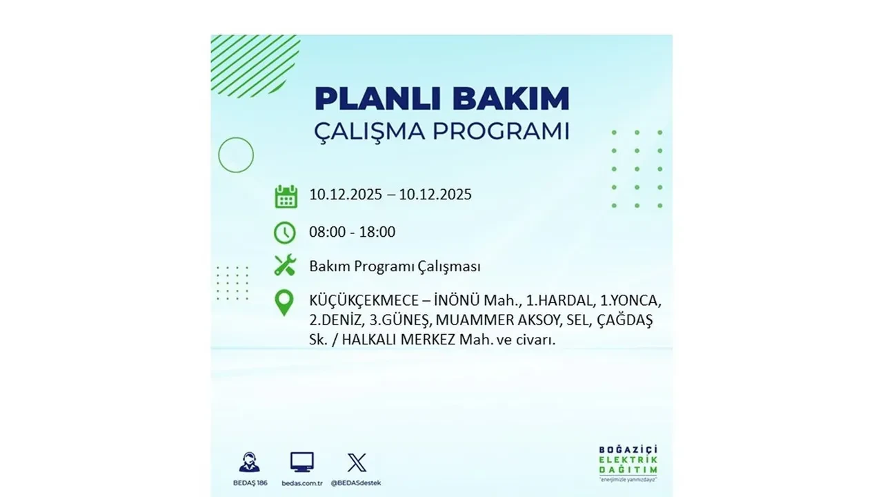 BEDAŞ İstanbulluları uyardı! 10 Aralık’ta 23 ilçede elektrik kesintisi yaşanacak: İşte elektriklerin geleceği saatler