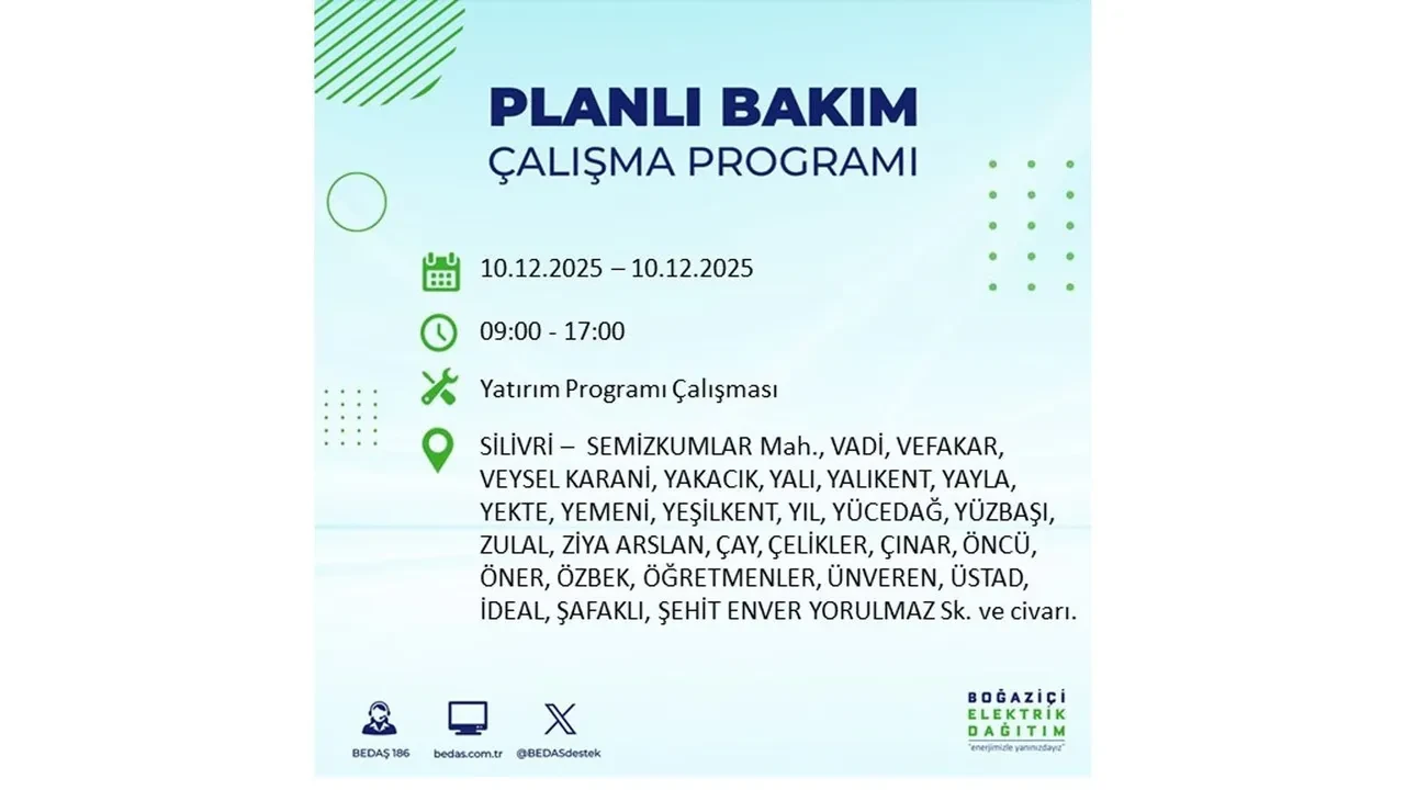 BEDAŞ İstanbulluları uyardı! 10 Aralık’ta 23 ilçede elektrik kesintisi yaşanacak: İşte elektriklerin geleceği saatler