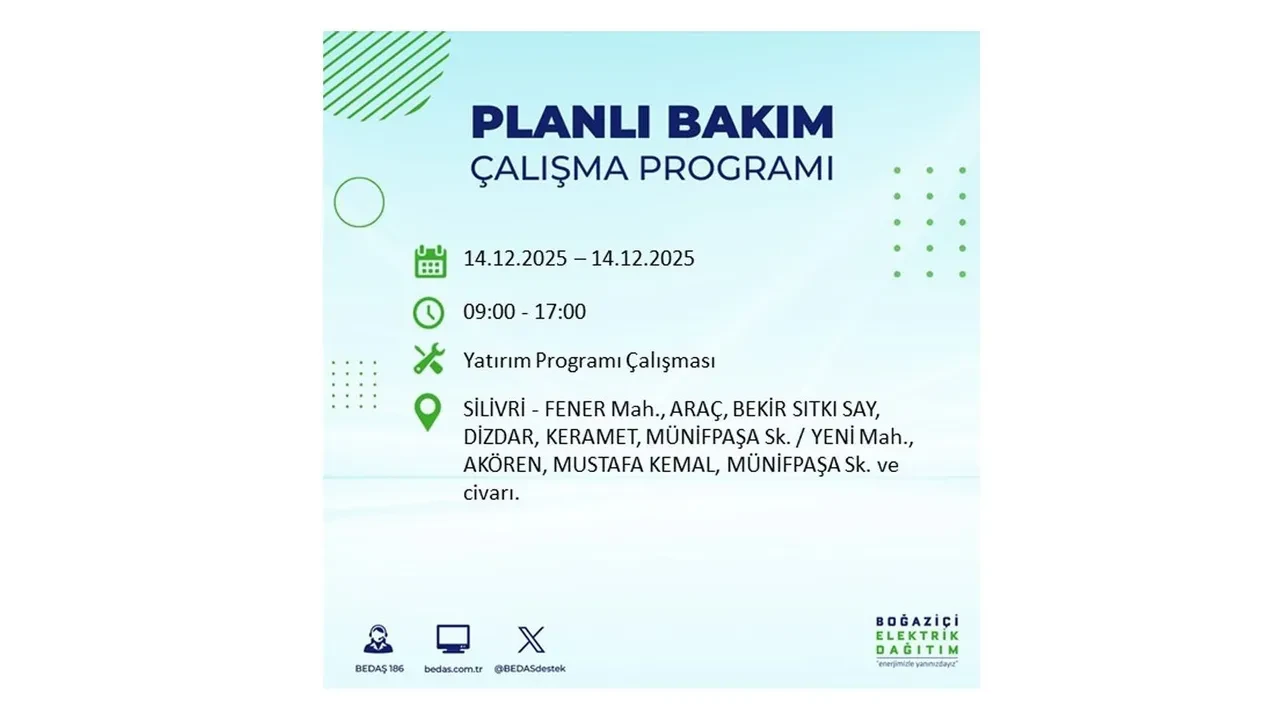 İstanbul’da hafta sonu tatsız geçecek! 8 ilçede elektrikler kesilecek, saatlerce gelmeyecek (14 Aralık İstanbul elektrik kesintileri listesi)