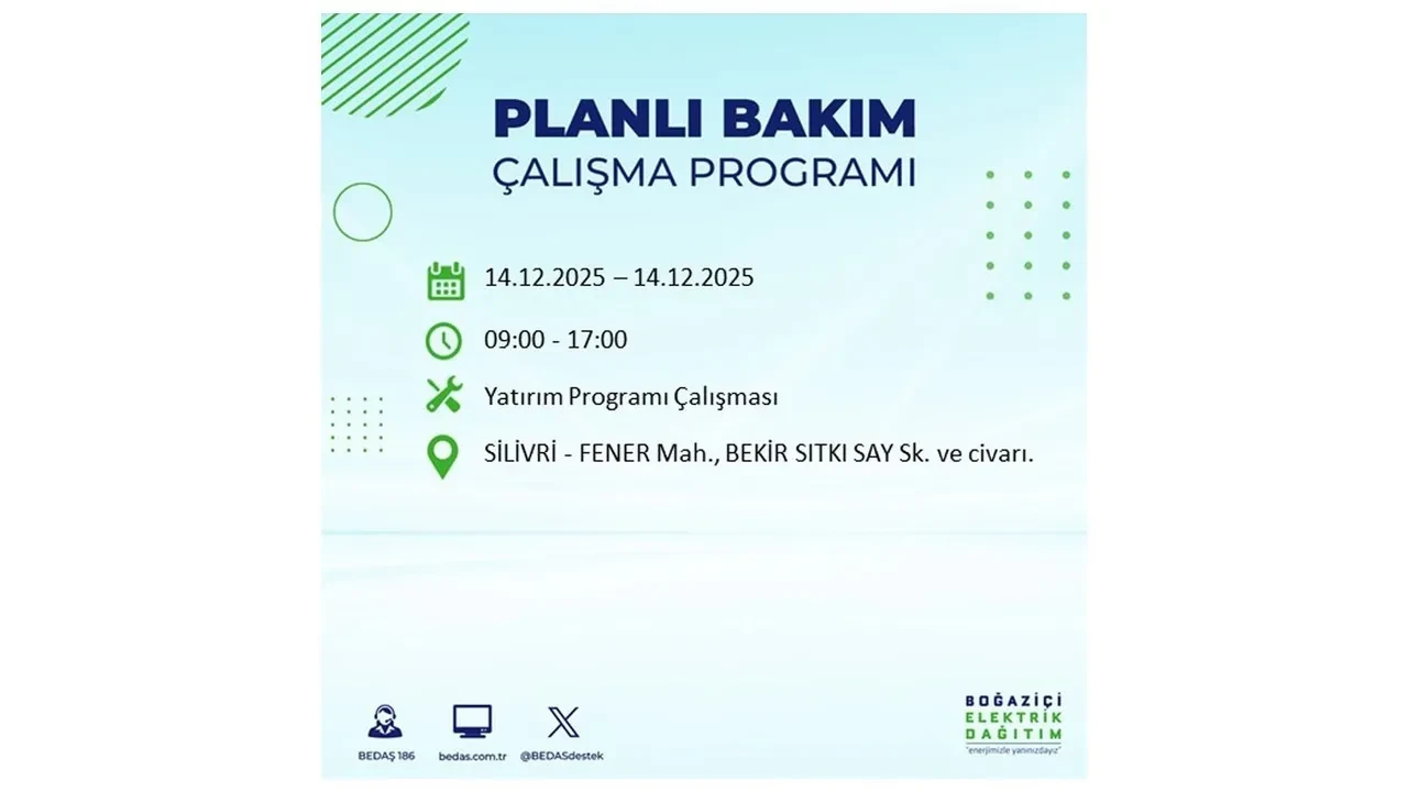 İstanbul’da hafta sonu tatsız geçecek! 8 ilçede elektrikler kesilecek, saatlerce gelmeyecek (14 Aralık İstanbul elektrik kesintileri listesi)