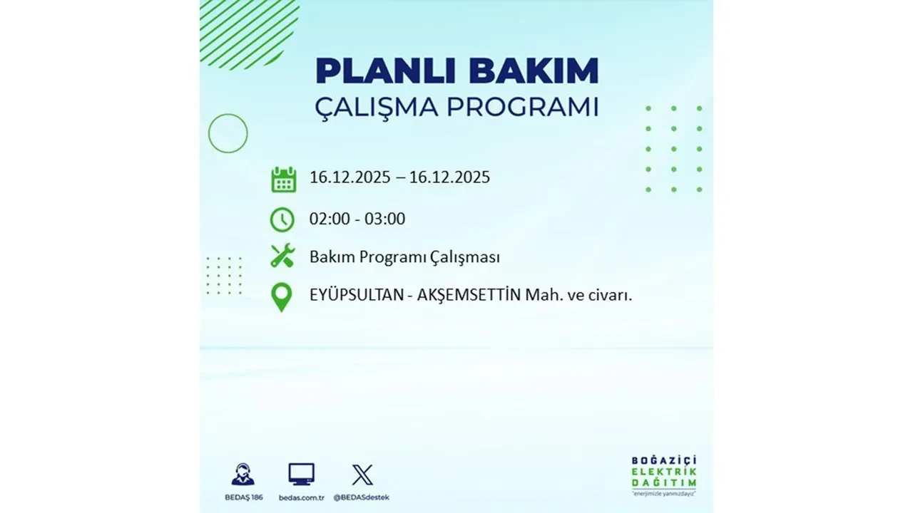 16 Aralık İstanbul elektrik kesintisi listesi yayınlandı! Hazırlıklı olun: Bugün 21 ilçede planlı elektrik kesintisi uygulanacak