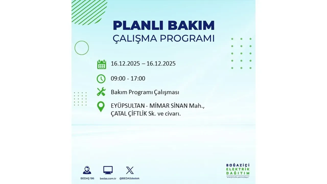 16 Aralık İstanbul elektrik kesintisi listesi yayınlandı! Hazırlıklı olun: Bugün 21 ilçede planlı elektrik kesintisi uygulanacak