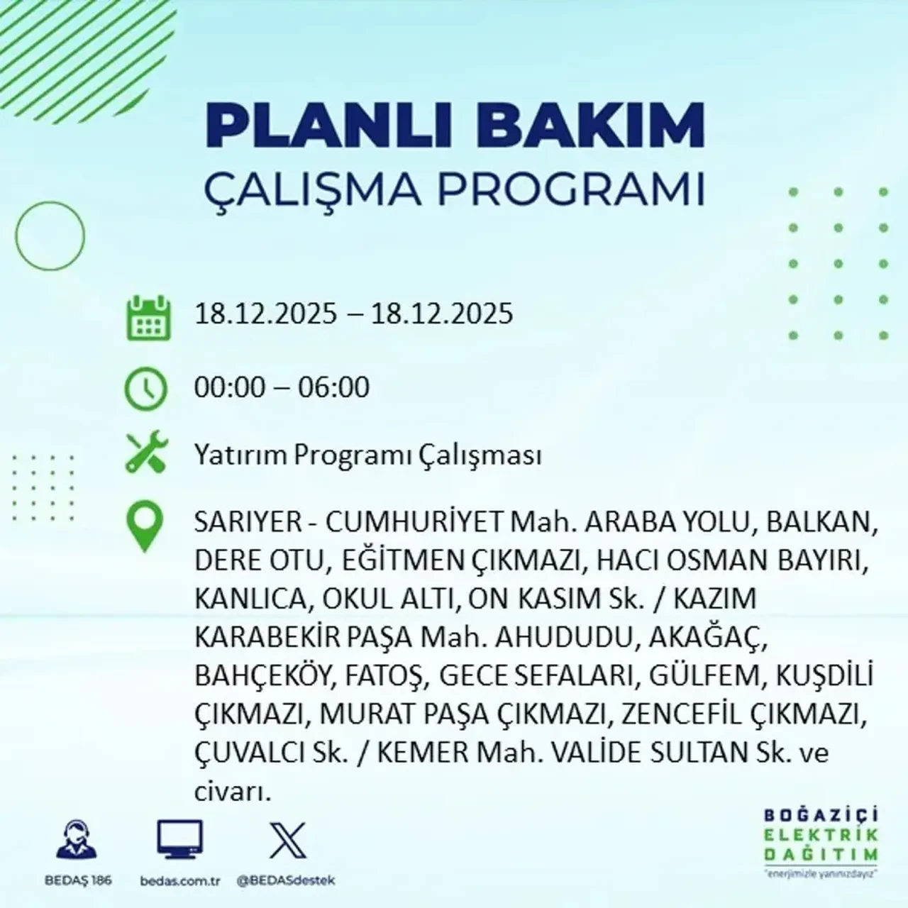 İstanbul’da karanlık gün! 22 ilçede planlı elektrik kesintisi milyonları etkileyecek