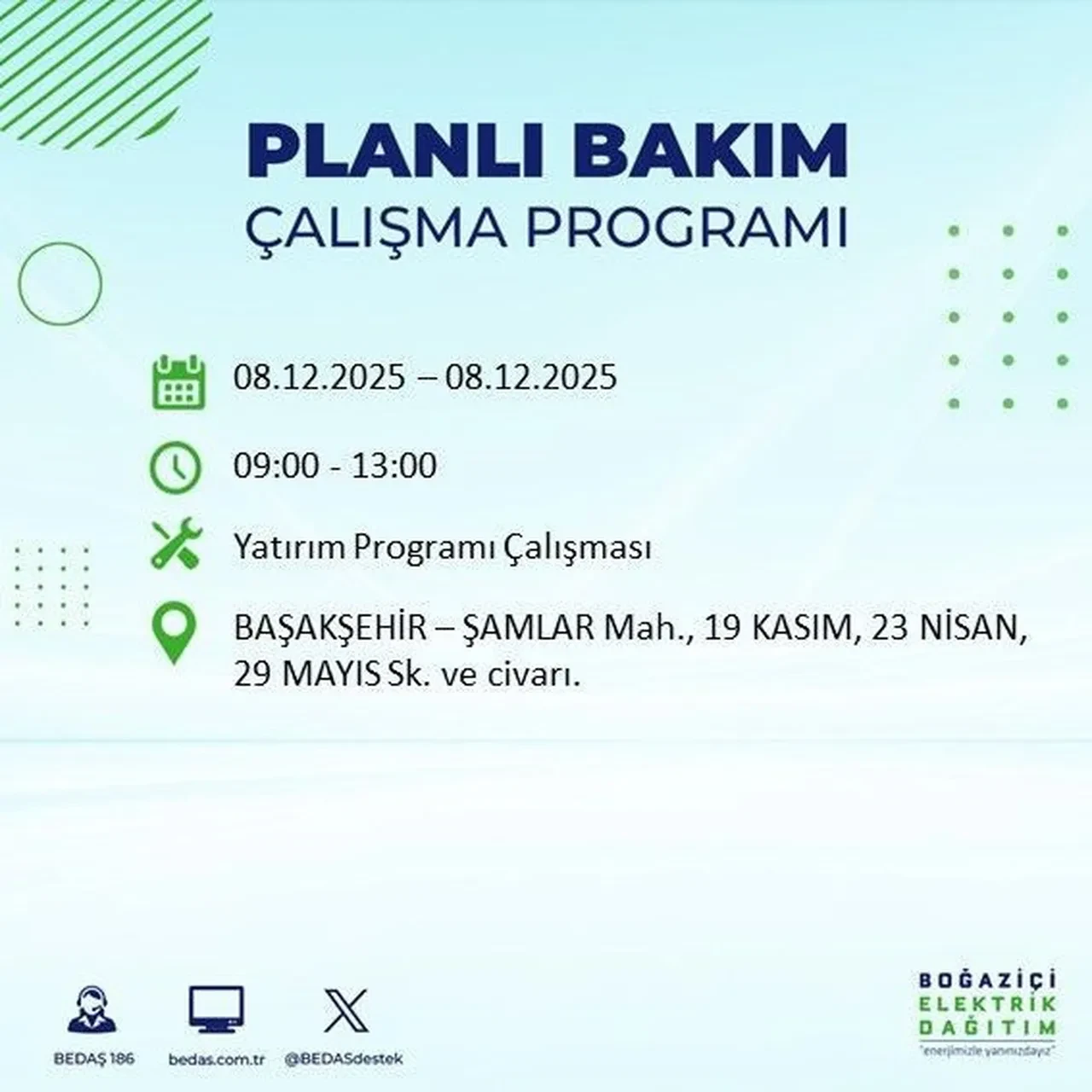 8 aralik istanbul elektrik kesintisi 