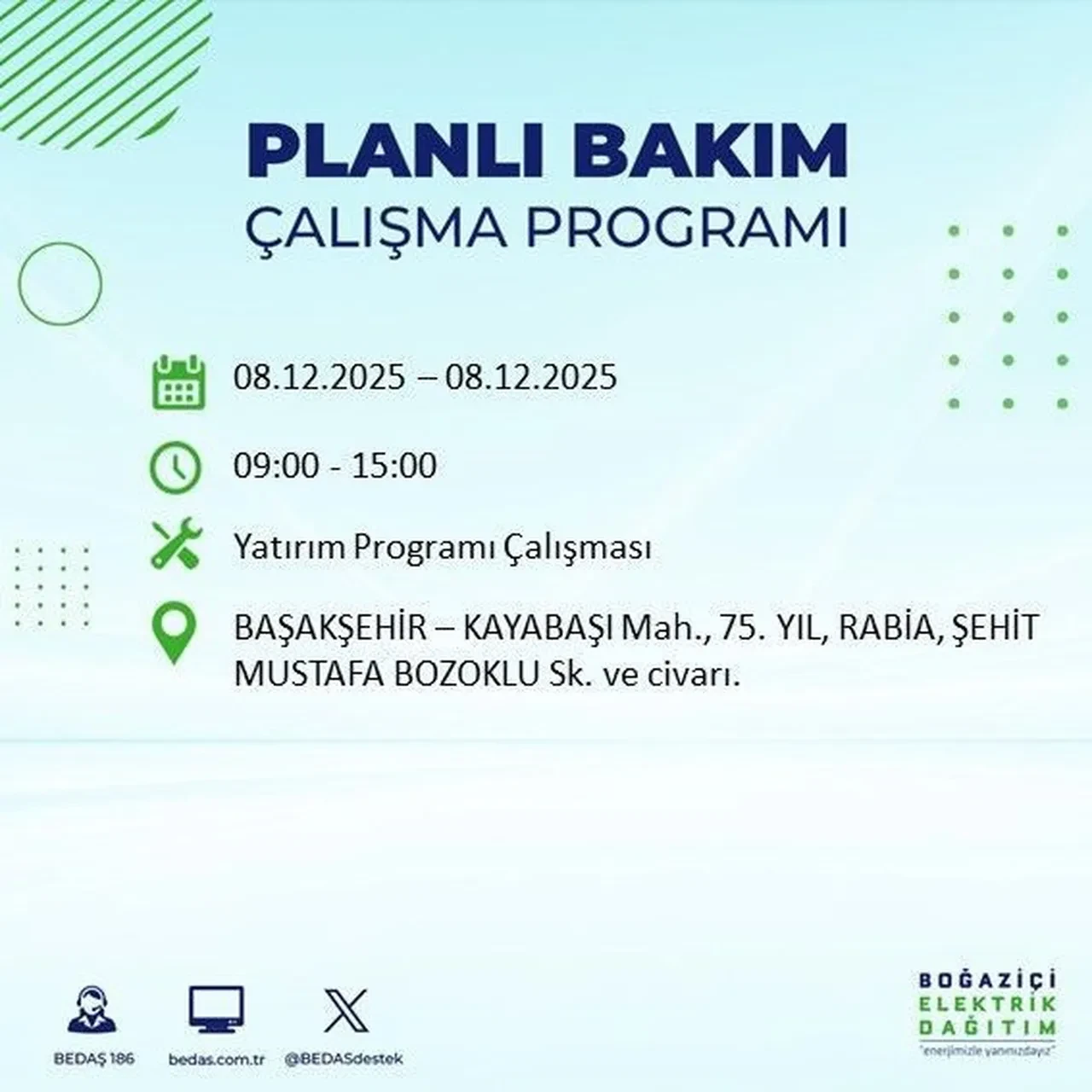 8 aralik istanbul elektrik kesintisi 