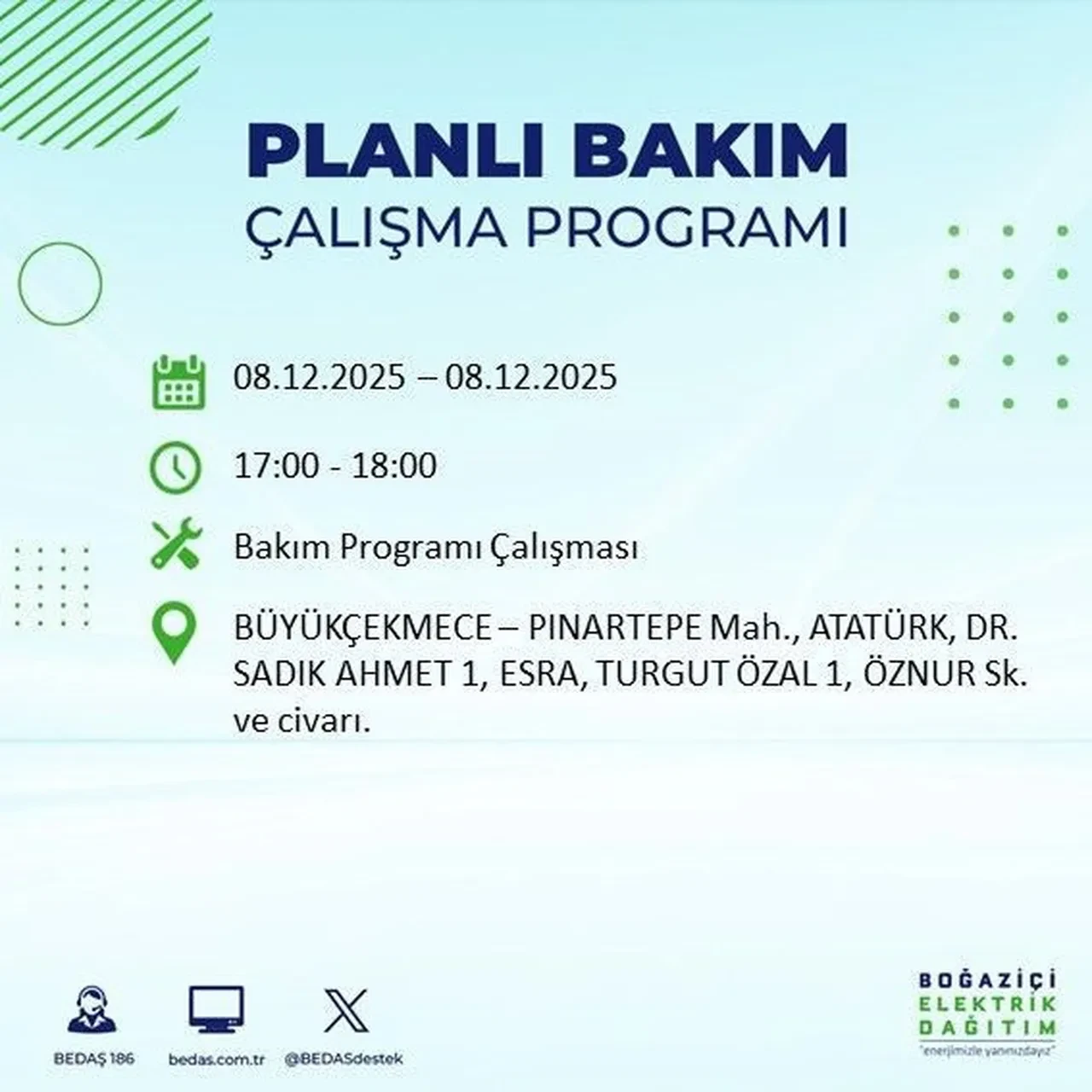 8 aralik istanbul elektrik kesintisi 