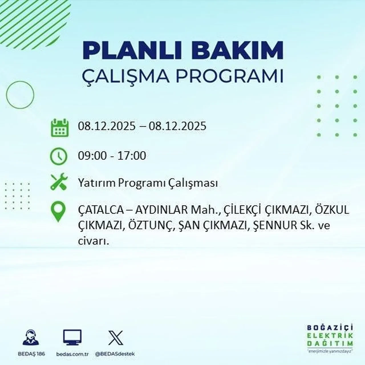 8 aralik istanbul elektrik kesintisi 