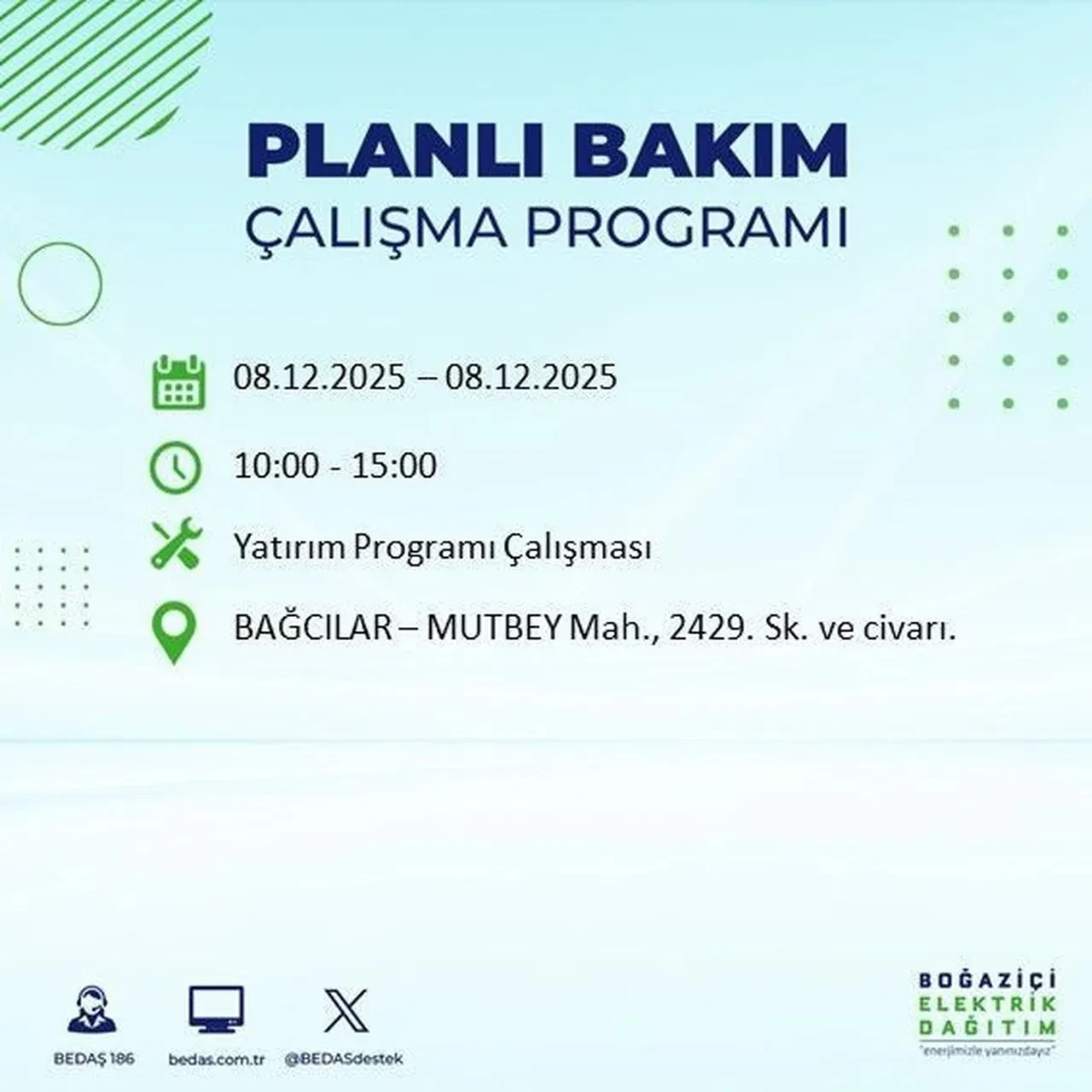 8 aralik istanbul elektrik kesintisi 