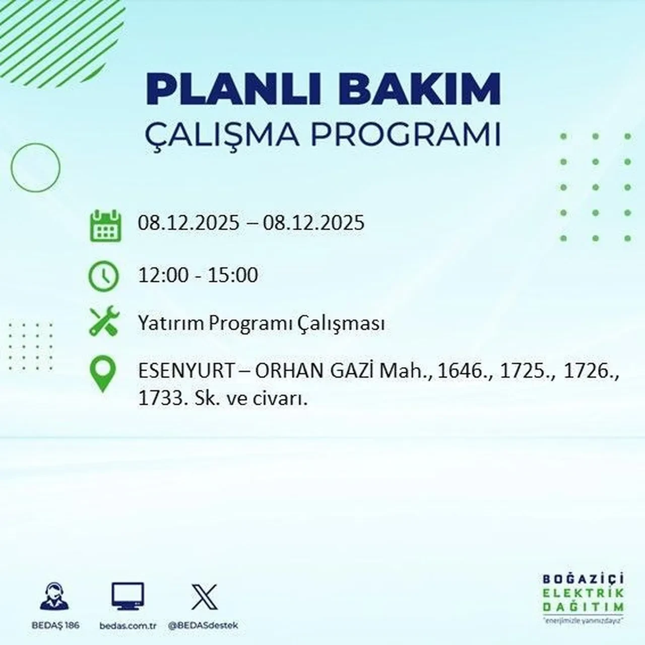 8 aralik istanbul elektrik kesintisi 