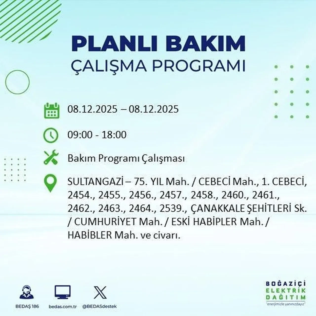 8 aralik istanbul elektrik kesintisi 