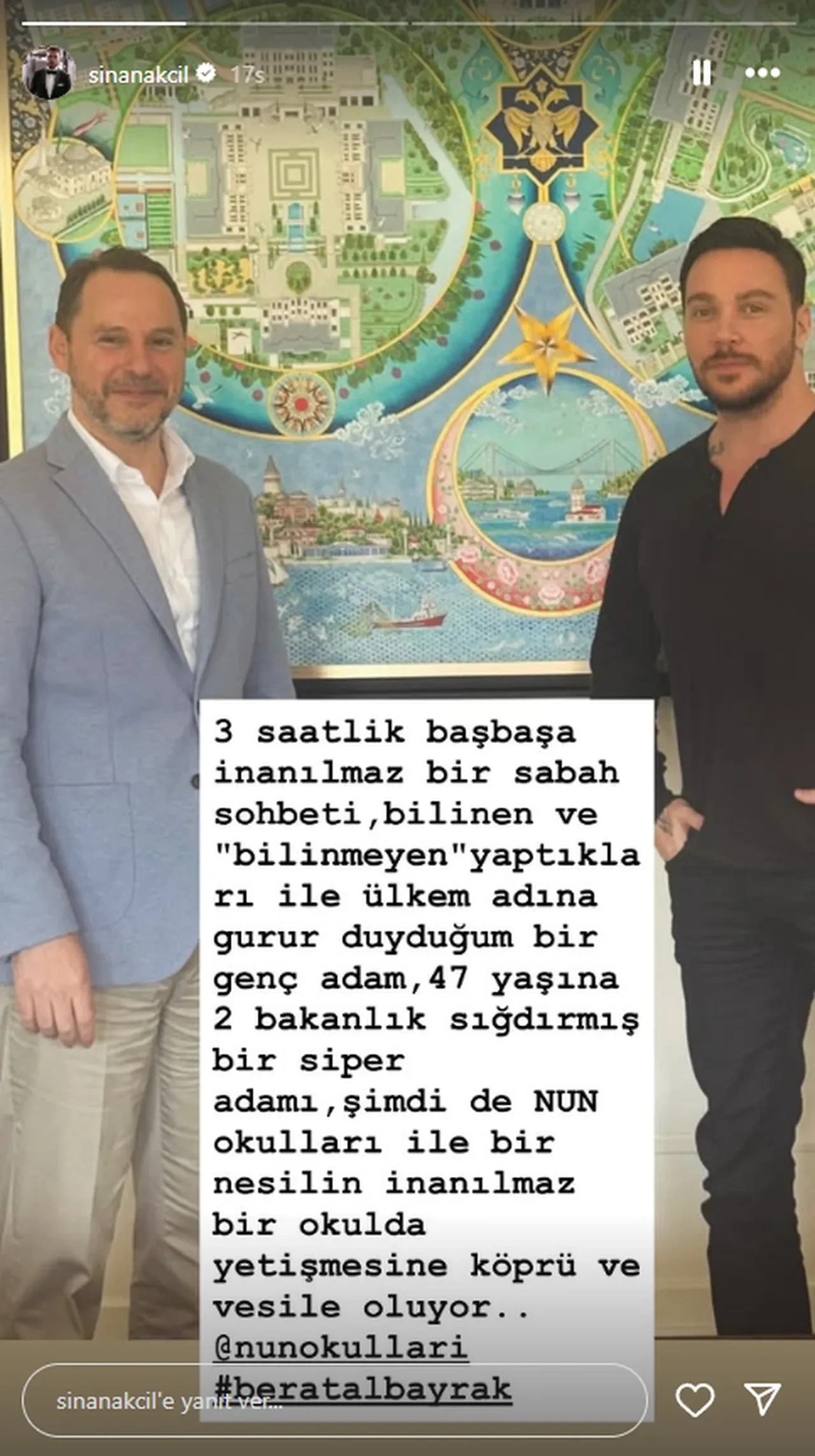 Sinan Akçıl'dan Berat Albayrak'a sürpriz ziyaret! 'Gurur duyduğum siper adam'