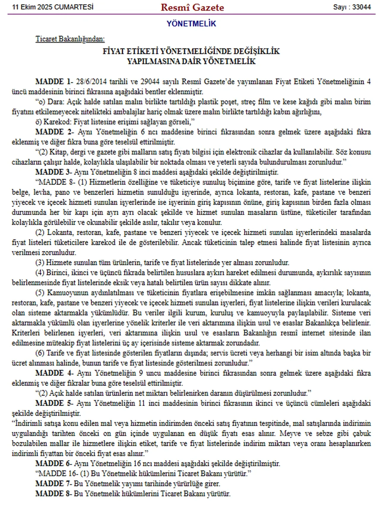 Etiket oyununa son! Fiyat düzenlemesi Resmi Gazete'de: Artık zorunlu olacak