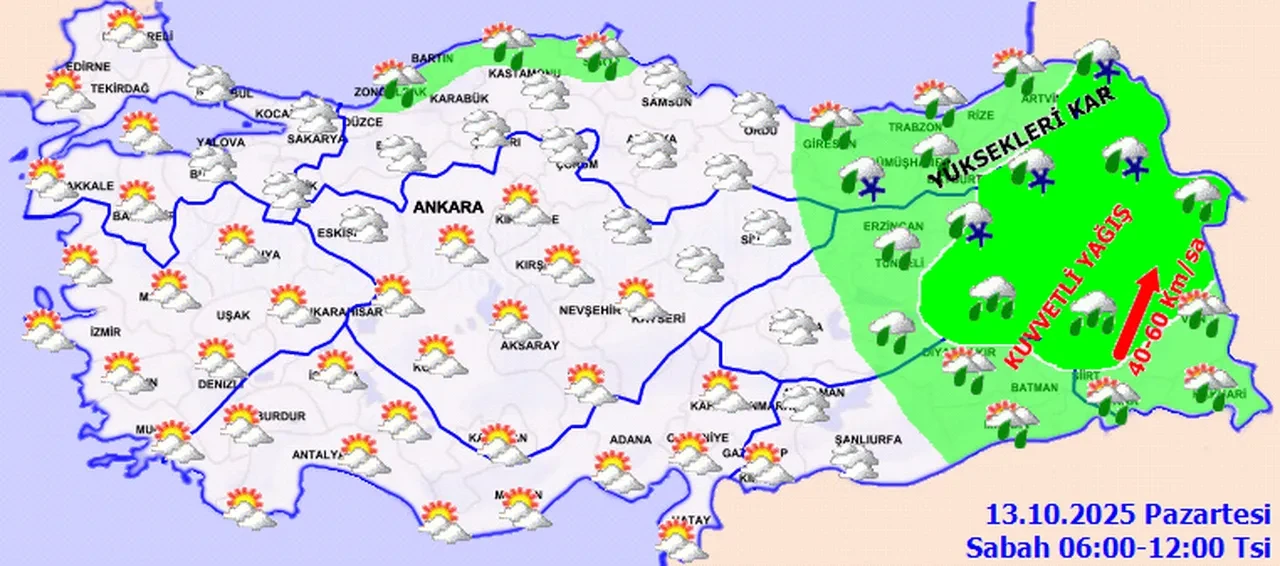 Trabzon, Rize, Artvin okullar tatil mi, son dakika? 13 Ekim Pazartesi kar yağışı bekleniyor