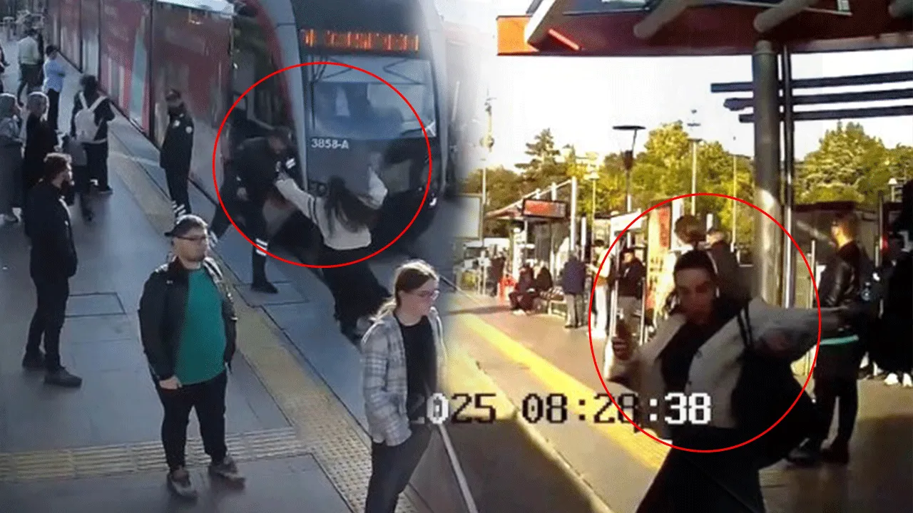 Kulaklığı taktı tramvayı fark etmedi! Güvenlik görevlisi genç kadının hayatını kurtardı