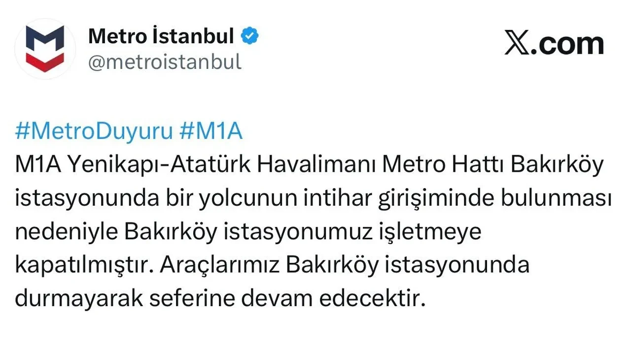 Bakırköy'de metro istasyonunda bir yolcu intihar etti