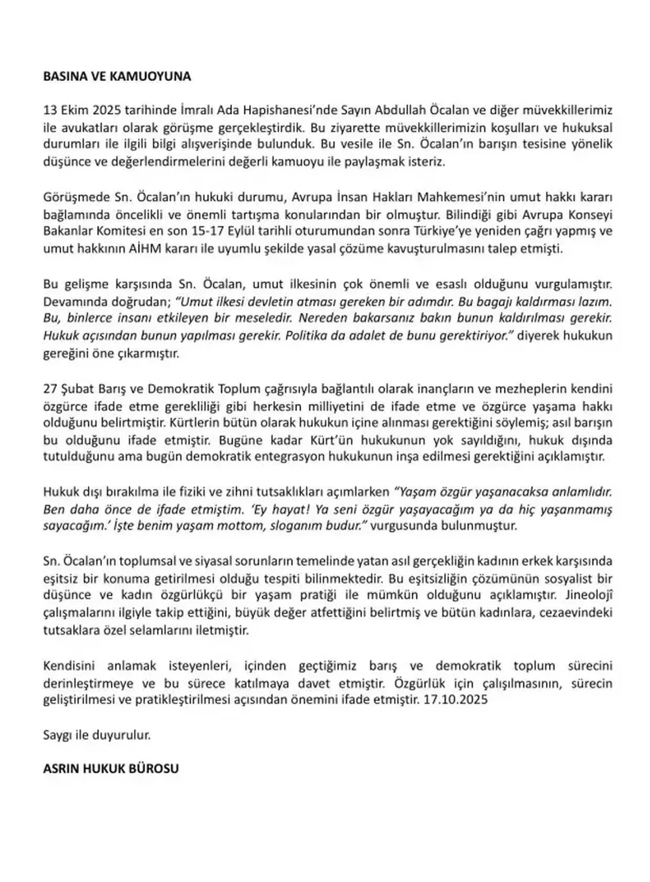 Teröristbaşı Abdullah Öcalan 'umut hakkı' istedi: Devlet adım atmalı