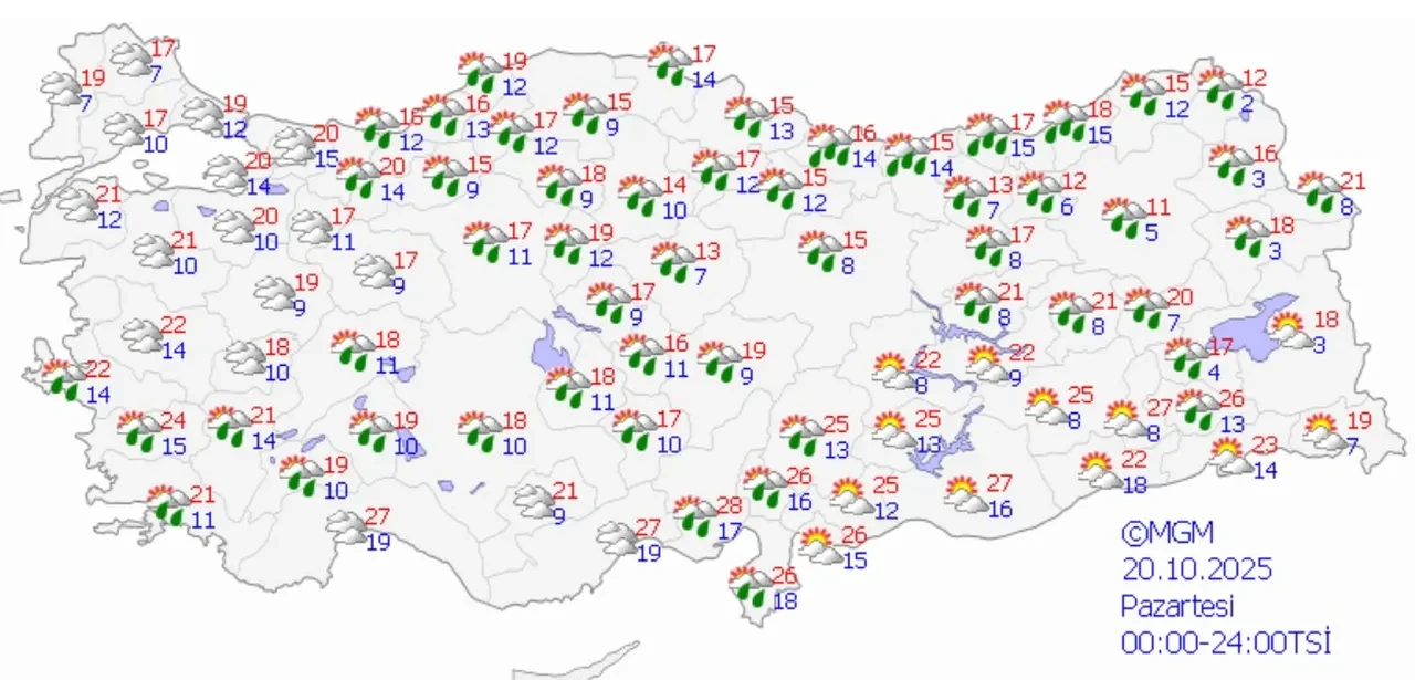 Pastırma sıcakları öncesi hava daha da üşütecek! İşte 20 Ekim hava durumu