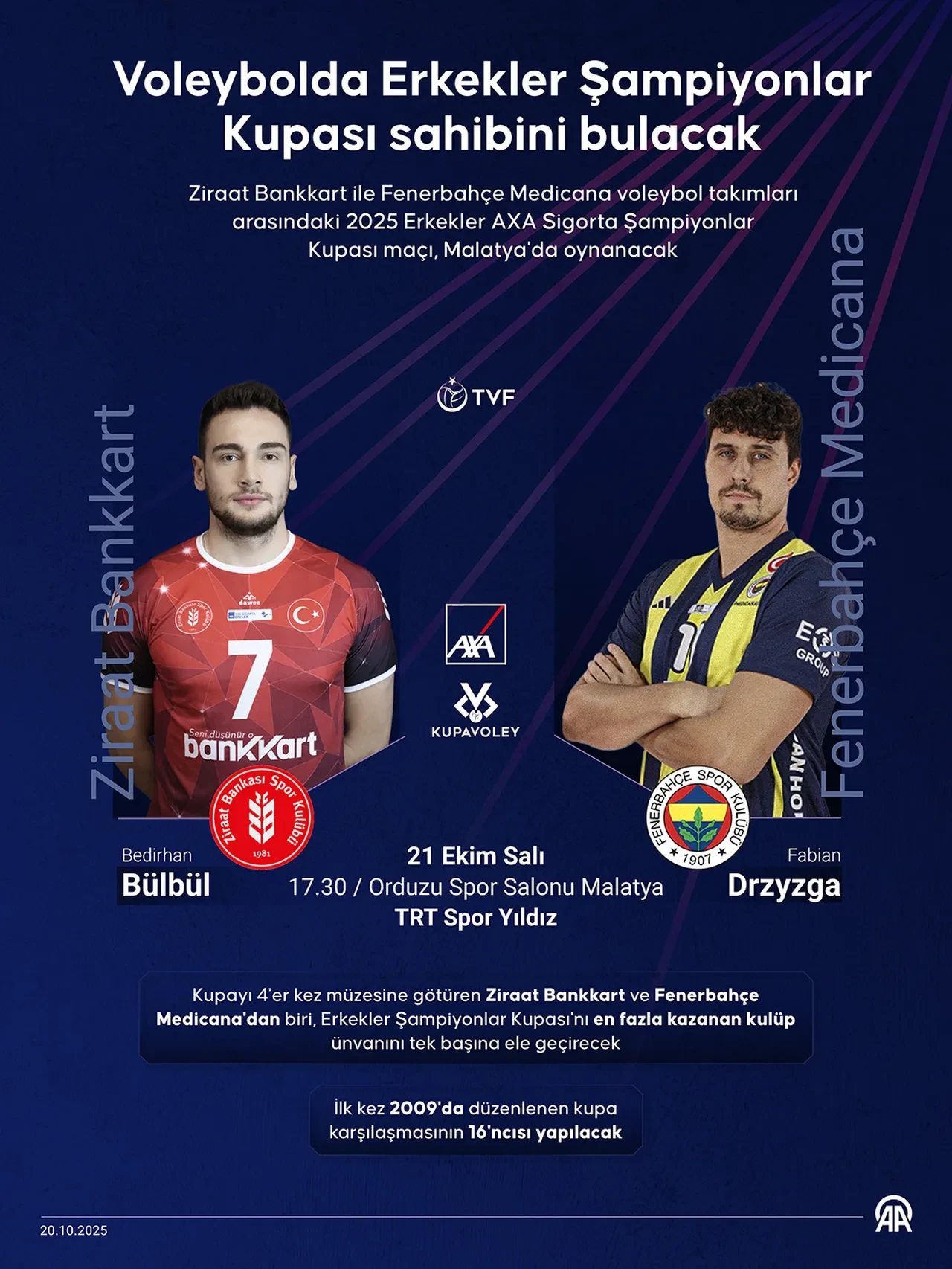 Ziraat Bankkart - Fenerbahçe voleybol maçı hangi kanalda yayınlanıyor? Maç Malatya'da oynanacak