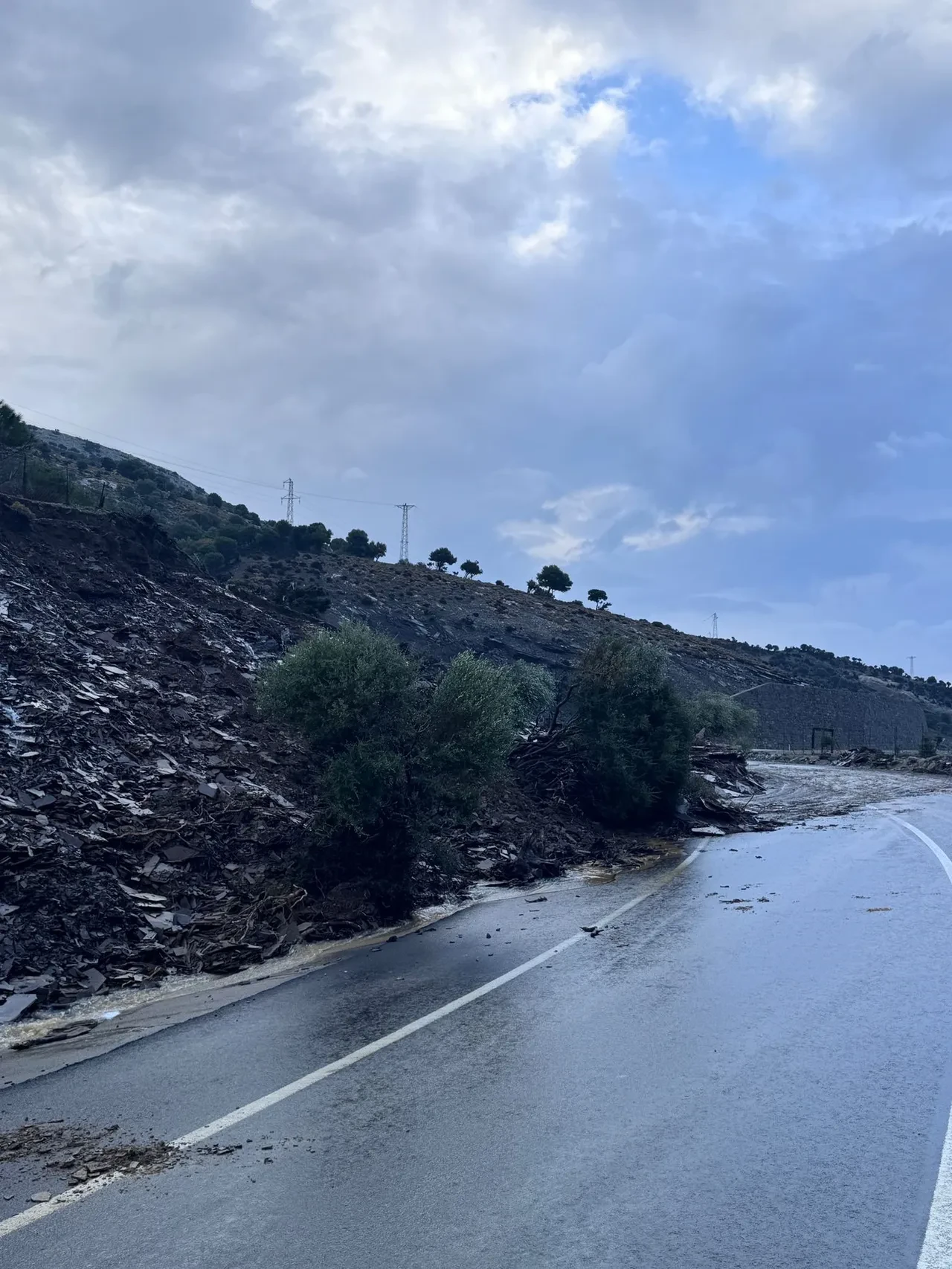 Gökçeada'da evler sular altında kaldı, toprak kayması yolları kapattı