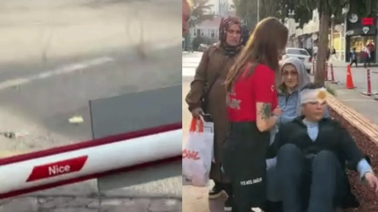 Görünmez kaza! Talihsiz kadının kafasına bariyer indi