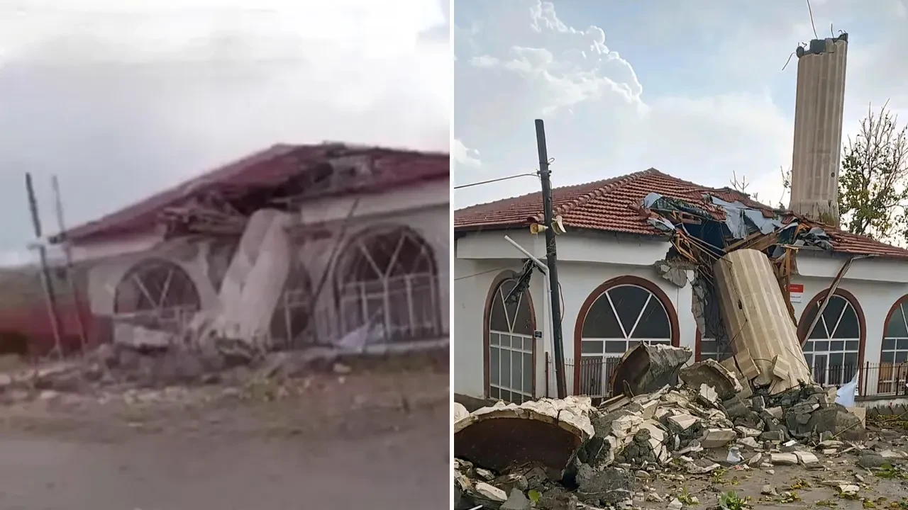 Ankara'da namaz vaktinde minare yıkıldı