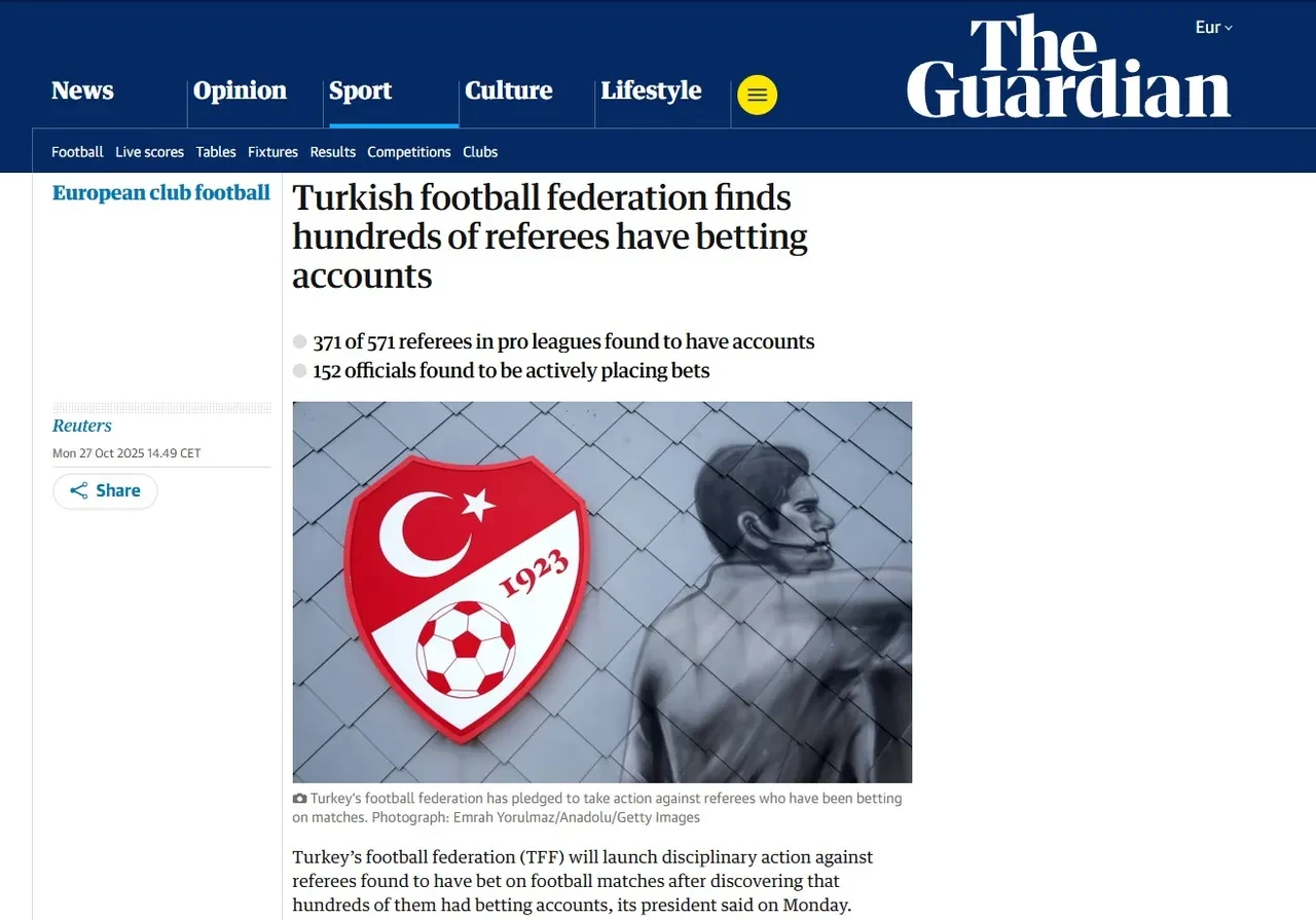 Sözde hakemlerin bahis rezilliği Avrupa basınında! Manşetlere taşıdılar