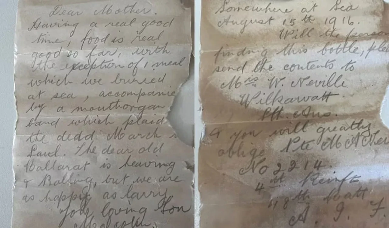 İki askerin mektupları 109 yıl sonra şişeden çıktı: Birinci Dünya Savaşı'nda cephedeydiler