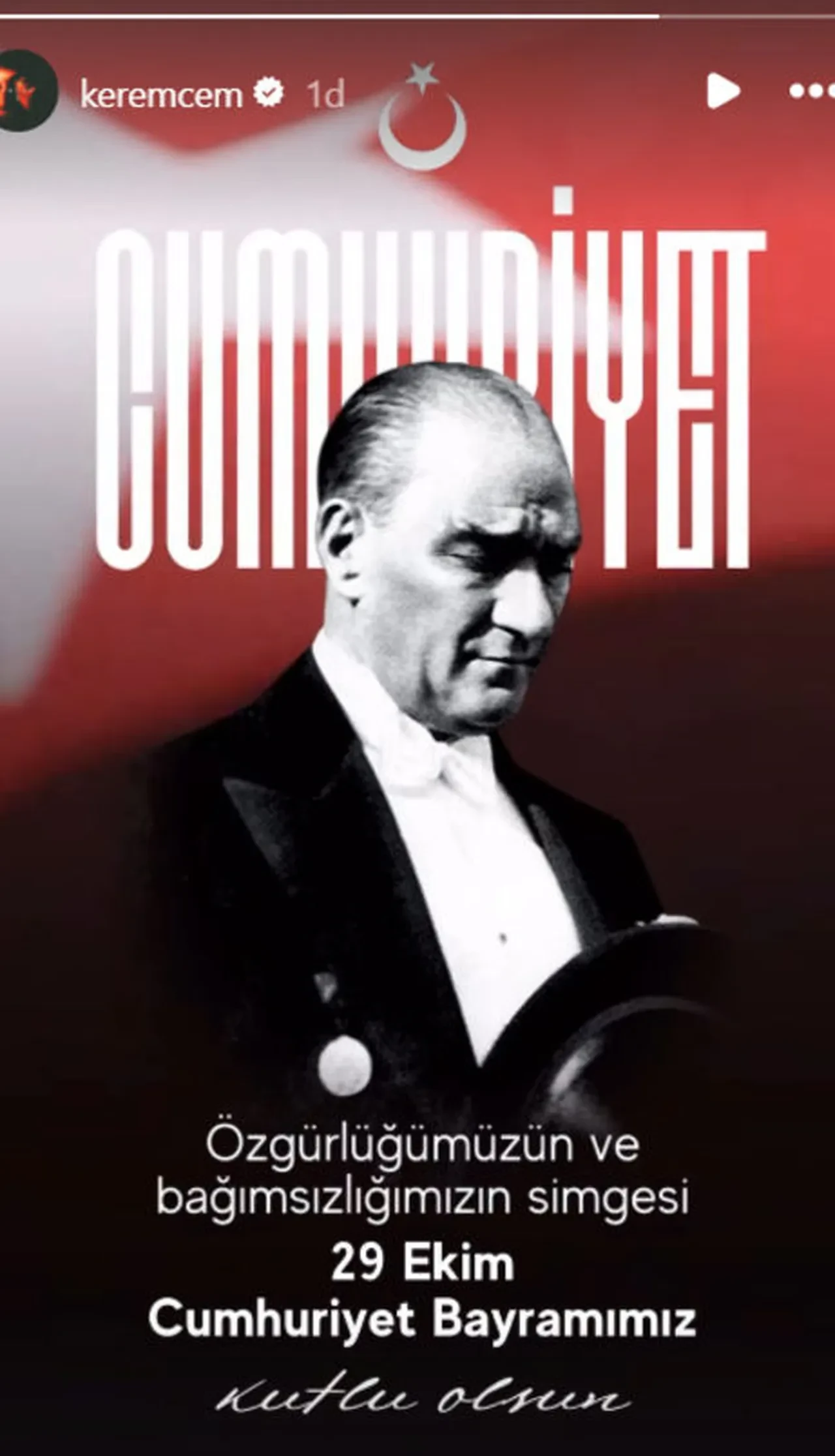 Ünlülerden 29 Ekim Cumhuriyet Bayramı mesajları