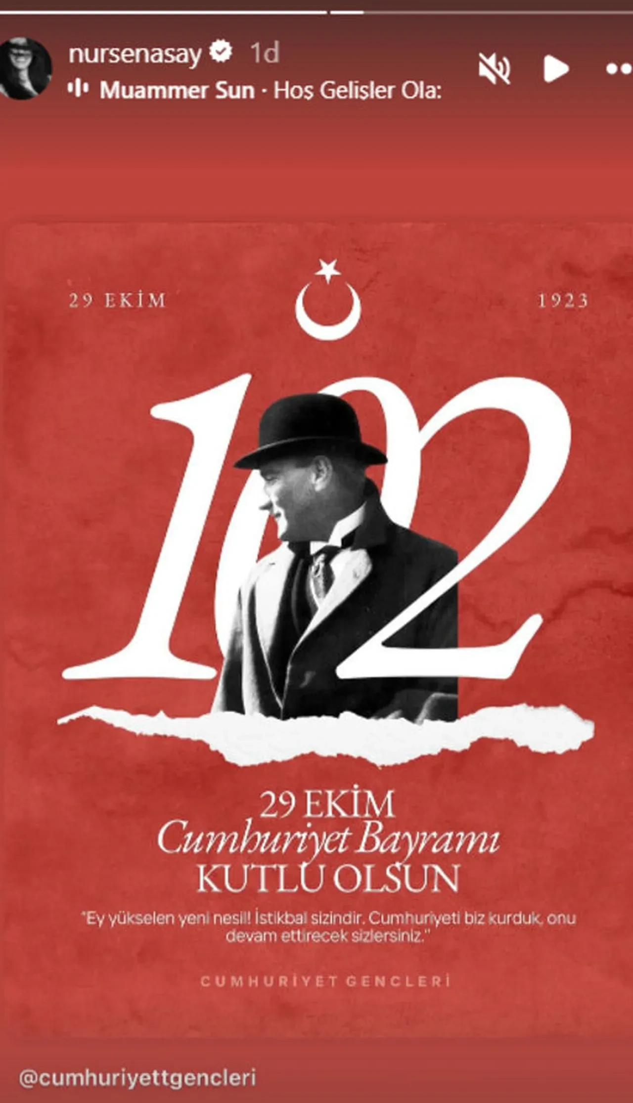 Ünlülerden 29 Ekim Cumhuriyet Bayramı mesajları