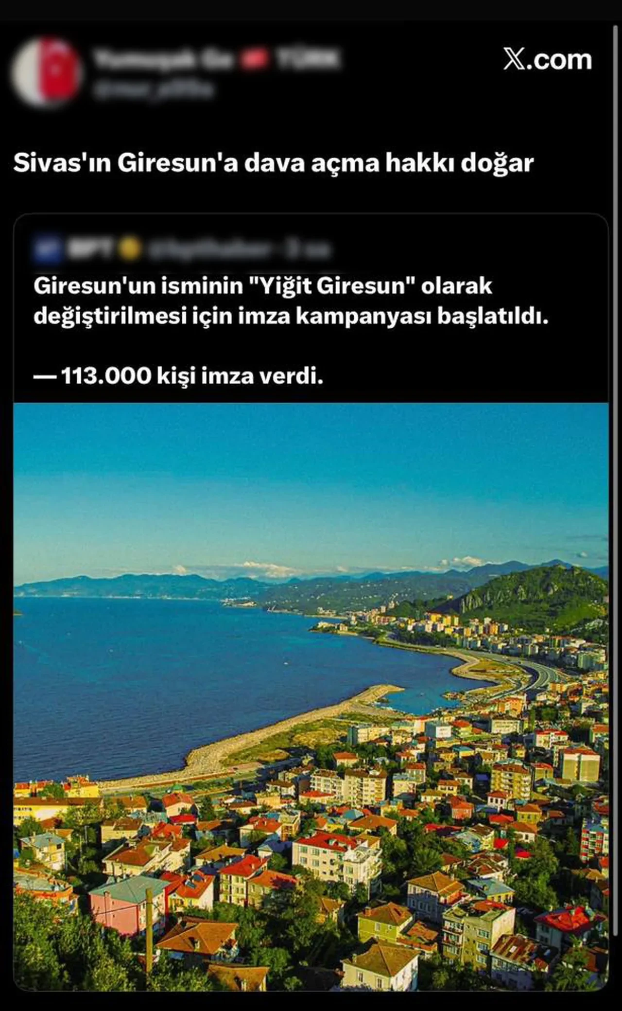 Giresun'da kentin adını değiştirmek için imza kampanyası! Sivas'tan karşı hamle geldi