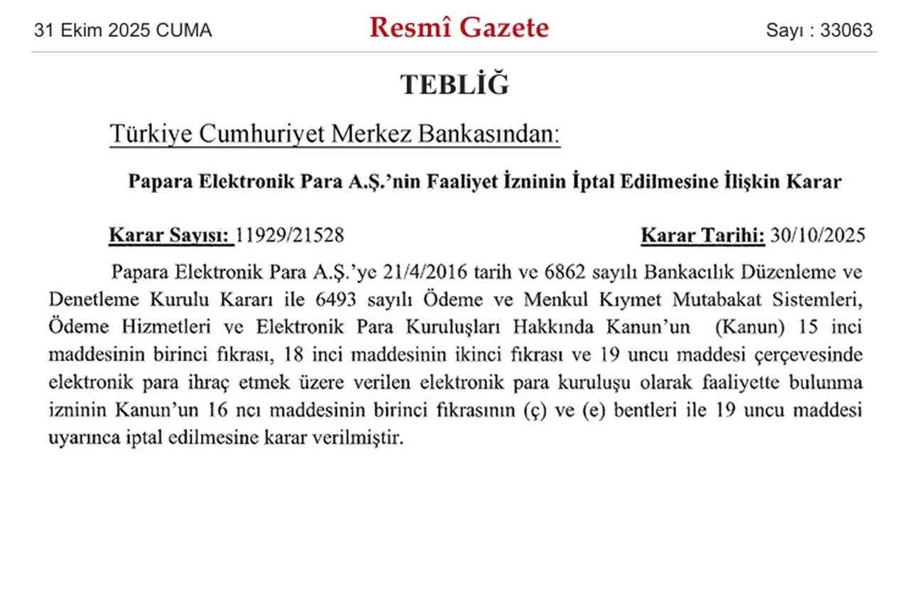 Papara kapandı mı? Faaliyet izni iptal edildi, Resmi Gazete’de yayımlandı